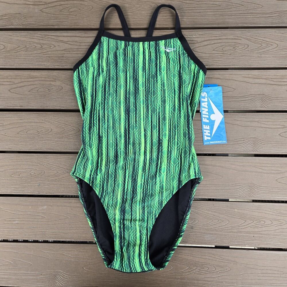 The Finals Women 1pc ZIRCON Swimsuit Butterfly back Back Green- Size 30 New